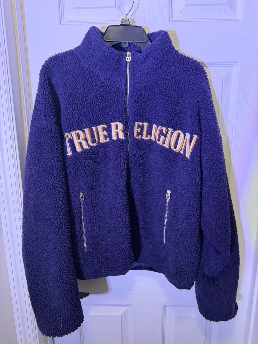 True Religion Dark Blue Sherpa-Lined Jacket